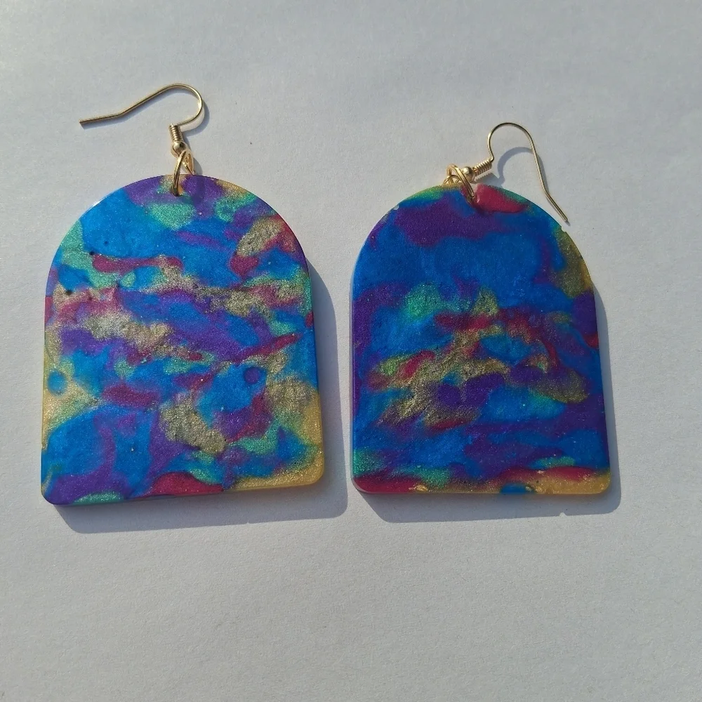 Hand Crafted Blue and Purple Earrings